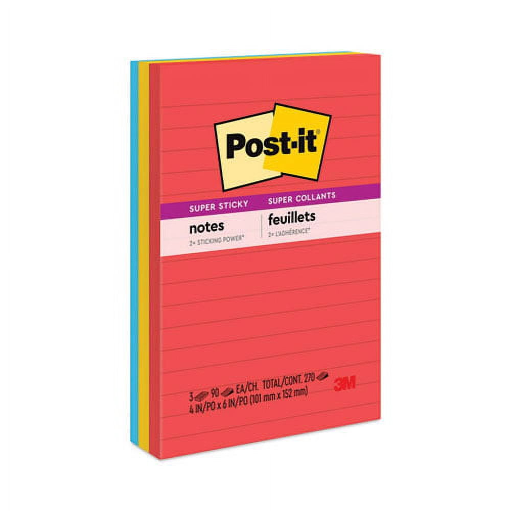 Pads in Playful Primary Collection Colors, Note Ruled, 4" x 6", 90 Sheets/Pad, 3 Pads/Pack | Bundle of 2 Packs