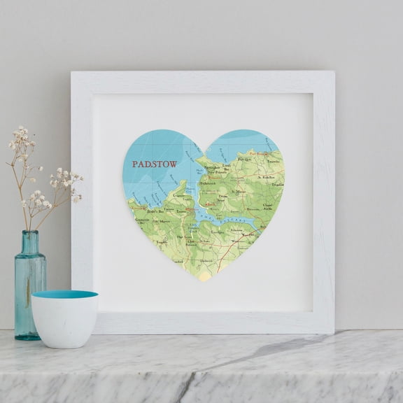 Padstow map heart print
