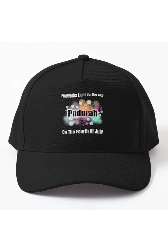 Paducah Fireworks Baseball Hat, July Fourth City Celebration Graphic Design, Classic Cap