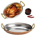thumbnail image 1 of Paella Cooking Pan Christmas and Thanksgiving roast chicken plating| 18cm diameter | Patented Stainless Steel Handle Design| Hand Hammered, Heavy Gauge, 100% Pure Copper，1PC, 1 of 7