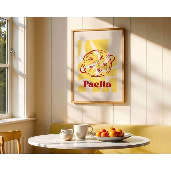 Paella Spanish Poster, Quirky Boho, Espana Design, Sleek, Seafood Vibe ...