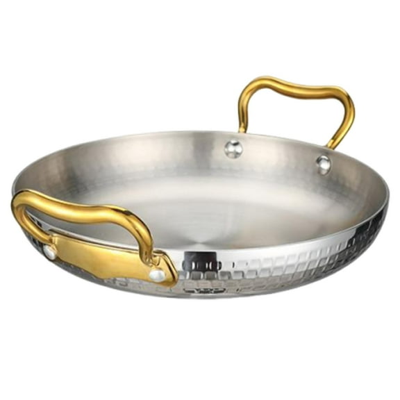 Paella pan with flat double handles, frying pan, wok stir-fry pan cookware, non-stick coated stainless steel pan for restaurant or camping pan