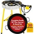 thumbnail image 1 of Paella Burner and Stand Set 20 Servings, 24 Inch Paella Pan, Dual Propane Outdoor Stove with Stand & Regulator, Portable Gas Cooker for Camping Crawfish Boil Cooking Outdoor, Paellera Propano, 1 of 5