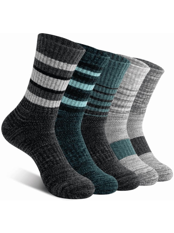 5 Pairs Compression Socks for Women & Men Warm Thermal Winter Cozy Cushioned Moisture Wicking Socks for Cycling Athletic Hiking Running