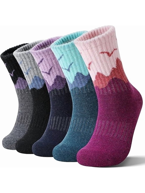 5 Pairs Compression Socks for Women & Men Warm Thermal Winter Cozy Cushioned Moisture Wicking Socks for Cycling Athletic Hiking Running