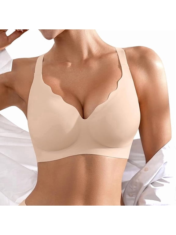 Bras for Women, Seamless Wireless Jelly Bras for Women with Support No Underwire Full Coverage Push Up Bra