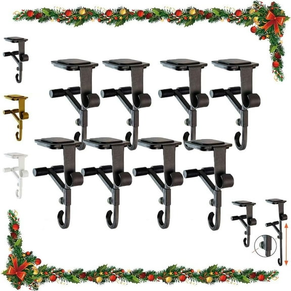 Paeose Fireplace Stocking and Garland Hanger, Adjustable Heavy Duty No Drill Hangers Mantle Hooks Christmas Decoration for Mantels up to 5 Thick Wreaths 2 in 1 Mantel Holders with 2 Hooks(Gold,4)