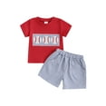thumbnail image 1 of PaerPade Baby Toddler Boys Shorts Set, 6 12 18 24 Months 2T 3T Short Sleeve Embroidery Baseball T-shirt with Plaid Shorts Summer 2-piece Outfit, 1 of 9