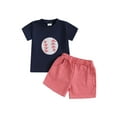 thumbnail image 1 of PaerPade Baby Toddler Boys Shorts Set, 6 12 18 24 Months 2T 3T Short Sleeve Embroidery Baseball T-shirt with Plaid Shorts Summer 2-piece Outfit, 1 of 9