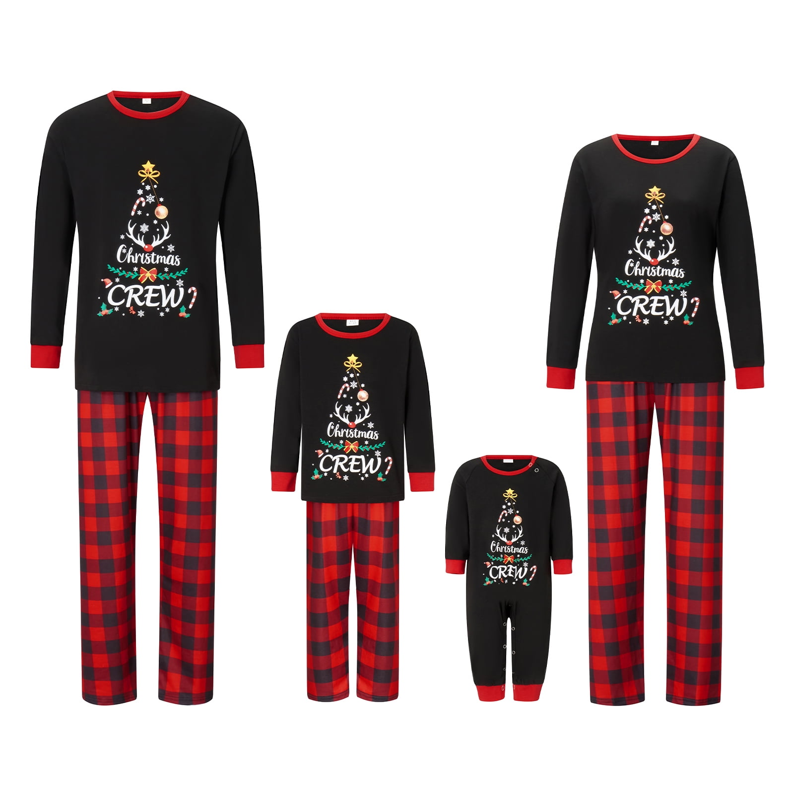 PaerPade Christmas Family Pajamas Matching Set Long Sleeve Tree Graphic ...
