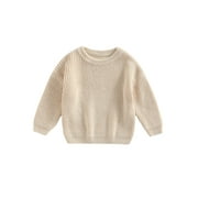 PaerPade Kids Baby Girls Knitted Sweaters 3 6 9 12 18 24 Months 2T 3T 4T 5T Long Sleeve Solid Color Warm Jumpers Tops for Fall