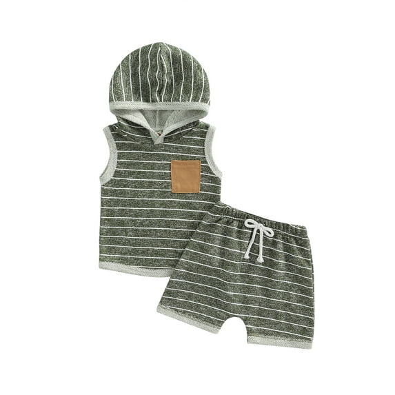 PaerPade Sleeveless Hooded Vest Casual Shorts Outfit Set (Toddler Boy's)