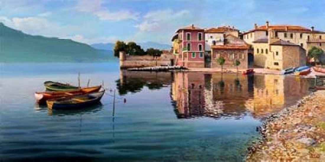 Paese sul lago Canvas Art - Adriano Galasso (24 x 48)