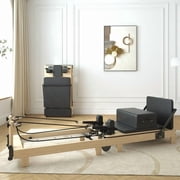 Paeta Pilates Reformer Machine, Wood Pilates Machine Bed Yoga Exercise Strength Training Equipment for Home Workout