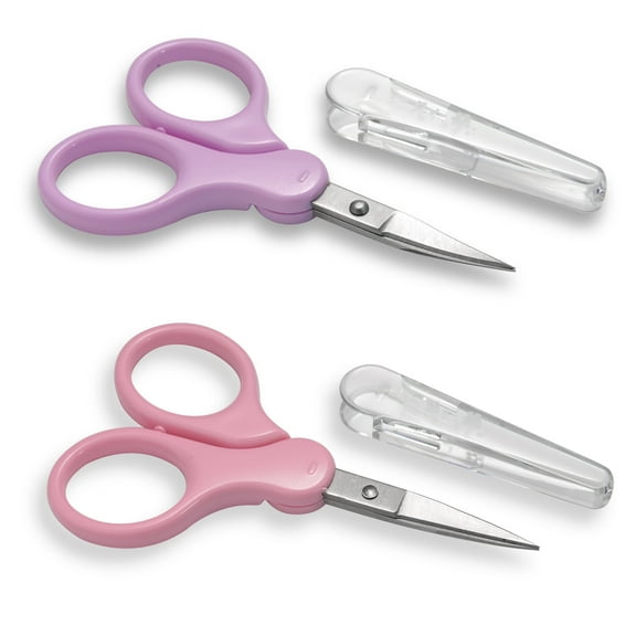 PAFASON Sharp Point Craft Scissor Set 2 PC Straight Curved for Scrapbooking Quilting DIY Sewing Knitting Embroidery Cross Stitch Crochet Thread Yarn Paper Detail Cutting Stainless Steel Safety Case