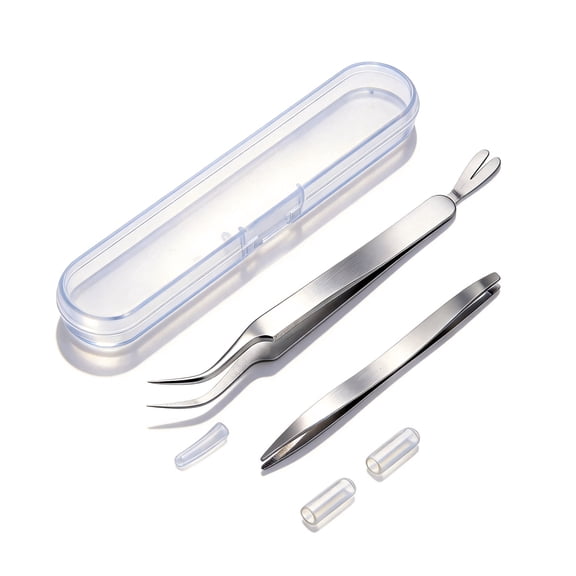 Stainless Steel Premium Dual-Headed Tick Removal Tweezers Remover Tool Set for Humans and Pets with Storage Case
