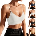 thumbnail image 1 of Pafei Tyugd Cami Bras for Women Running Scoop Neck Ribbed Sports Bra Adjustable Spaghetti Straps Moisture Wicking Pullover Everyday Bras White M, 1 of 7
