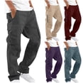 thumbnail image 1 of Pafei Tyugd Cargo Pants for Men Relaxed Fit Active Outdoor Pants with Zipper Pockets Elastic Waisted Casual Pants Straight Leg Fashion Clothing Wine S, 1 of 6