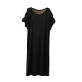 thumbnail image 1 of Pafei Tyugd Nightshirts for Women Soft Breathable Short Sleeve Mini Nightdress Lightweight Casual Round Neck Pajama Dress Ladies Nightgowns Loungewear Black 2XL, 1 of 7