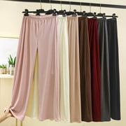 Pafei Tyugd Pajama Pants for Women Plus Size Loose Fit Comfortable Straight Leg Lounge Pants with Pockets Elastic High Waisted Sleep Bottoms Pink 2XL