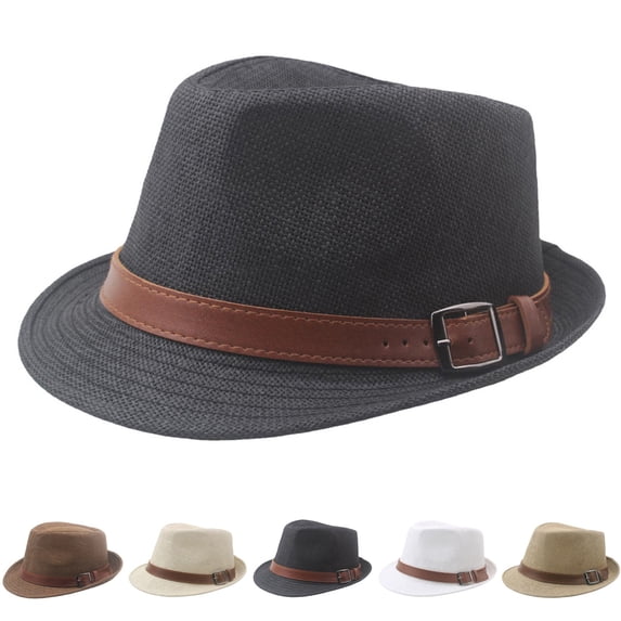 Pafei Tyugd Trilly Hats for Men Classic Panama Short Brim Sun Hat Summer Fedora Hats for TravelWhite