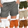 thumbnail image 1 of Pafei Tyugd Vintage Shorts for Women with Pockets Casual Drawstring Stretch High Waisted Summer Shorts Cozy Lightweight 3 Inch Shorts Khaki XL, 1 of 7