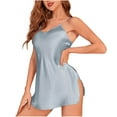 thumbnail image 1 of Pafei Tyugd Womens Babydoll Lingeries Comfortable Adjustable Spaghetti Straps Cami Sleep Dress Lightweight Trendy Side Slit Mini Pajama Dress Blue L, 1 of 5