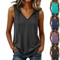 thumbnail image 1 of Pafei Tyugd Womens Hooded Tank Top Plus Size Loose Fit Sleeveless Shirts with Hood Summer Casual Drawstring V Neck Hoodie Black S, 1 of 9
