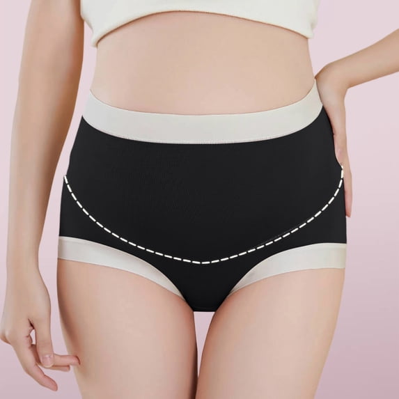 Pafei Tyugd Womens Maternity Underwear Cotton Soft Cozy Breathable Plus Size Panties Pregnancy Lightweight Briefs Black 3XL