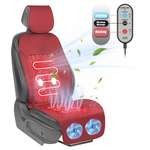 Paffenery 2026 Heating and Cooling Seat Cover Front Seat, 12V-24V Ventilated Cooling Car Seat Cushion, Cooled Seat Cover for Car SUV Truck Universal Fit, Dark Red