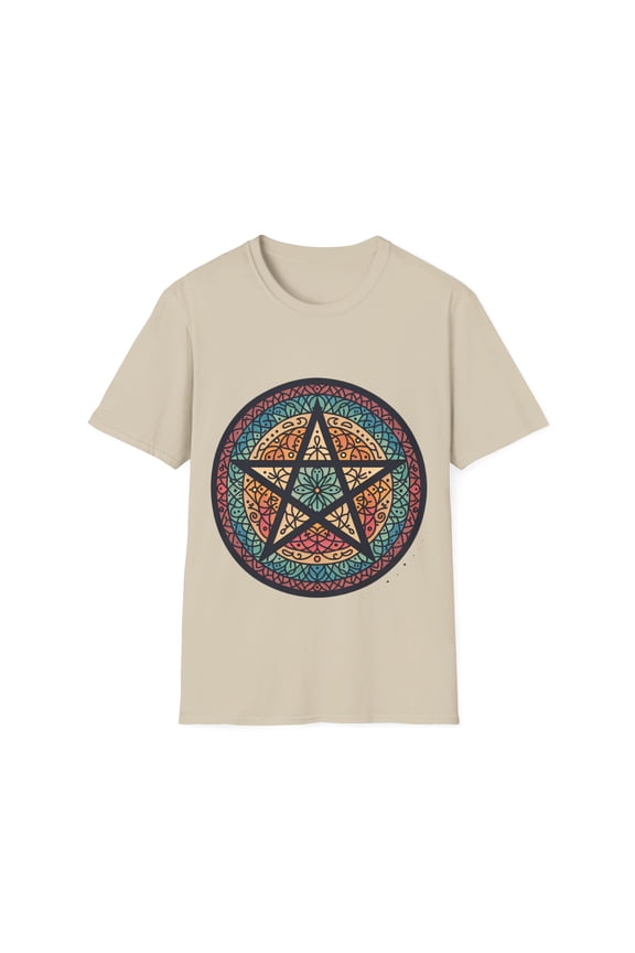 Pagan Pentagram Tee with Boho Vibe - Four Color Choices Available