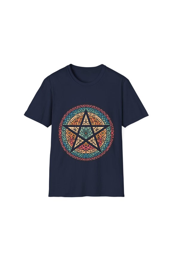 Pagan Pentagram Tee with Boho Vibe - Four Color Choices Available