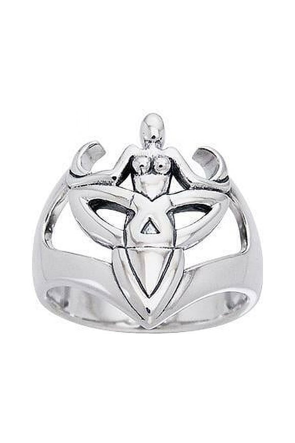 Pagan Wicca Danu Goddess Triquetra 925 Sterling Silver Ring Fine Wiccan Jewelry