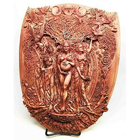 Pagan Wiccan Tripple Goddess Maiden Mother Crone Shield Wall Plaque Sculpture