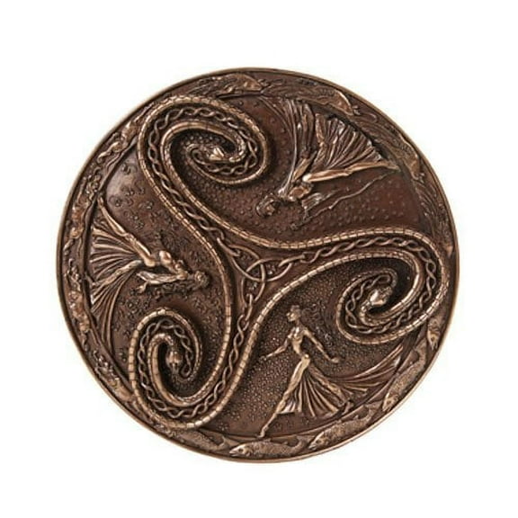 Pagan Wiccan Tripple Goddess Triskelle Wall Plaque in Bronze Patina
