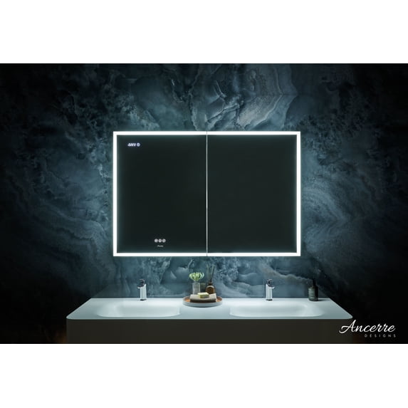 Pagani 36 in. x 32 in. LED Mirror Cabinet with Defogger Magnifier and USB Outlet