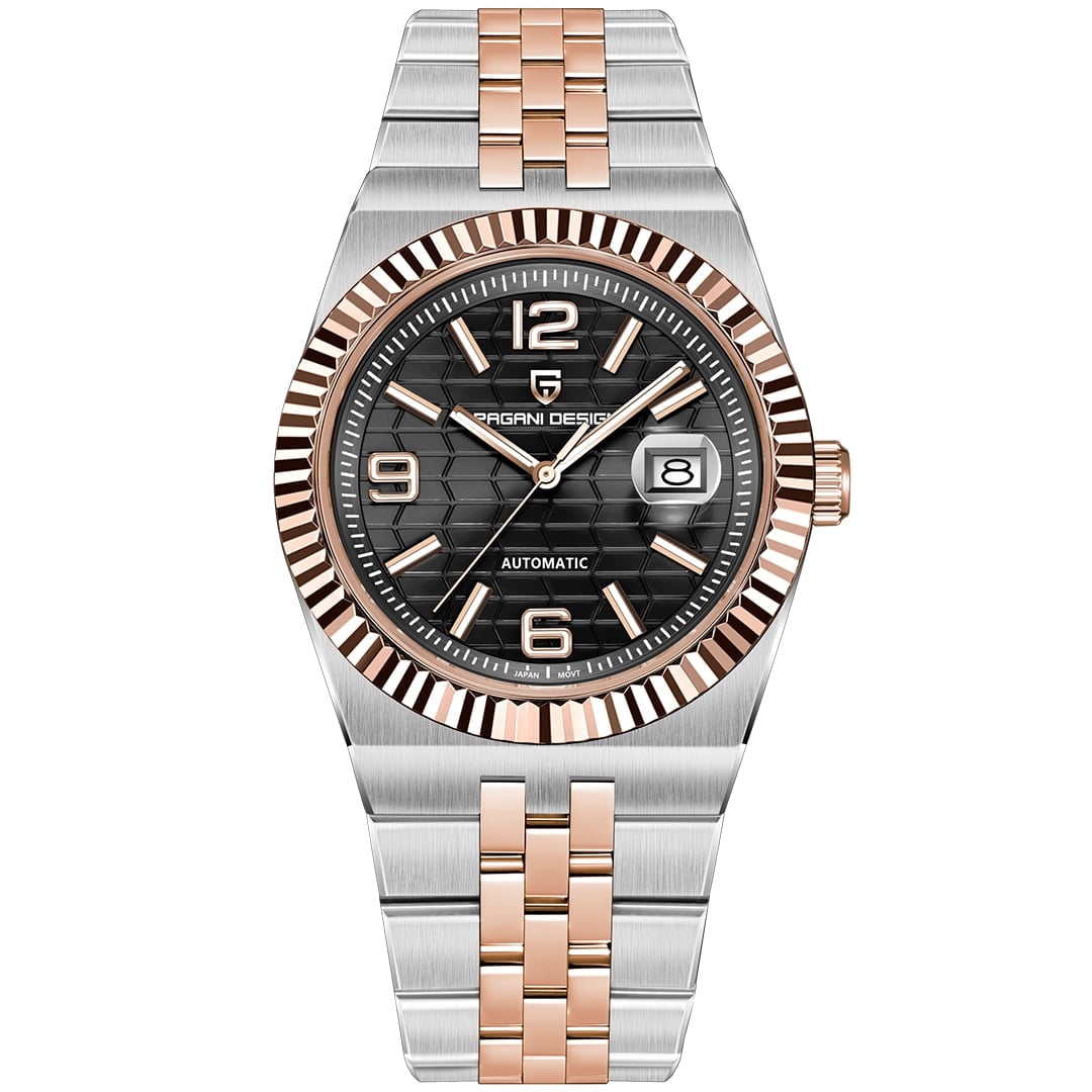 Pagani Design New Men's Automatic Watch Stainless Steel Mechanical Waterproof Wrist Watch for Men, Synthetic Sapphire Dial Glass PD-YS027
