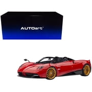 Pagani Huayra Roadster Rosso Monza Red and Carbon with Luggage Set 1 18 Model Car by Autoart
