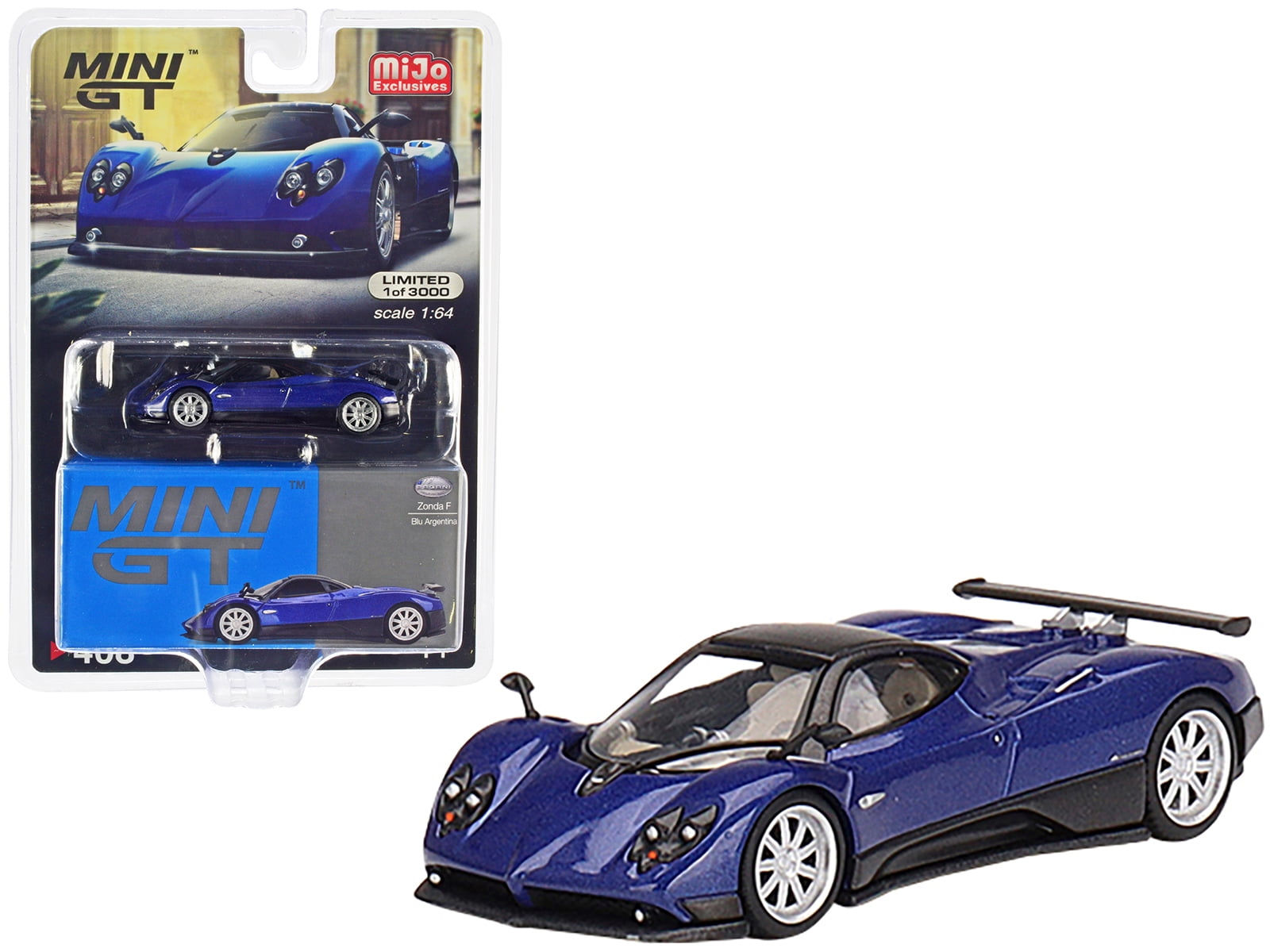 MINI GT　パガーニ ゾンダ F (アルゼンチンブルー) チェイスカー Pagani Zonda F Blu Argentina Blue Metallic with Black Top