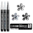 thumbnail image 1 of Pagather 3 Colors Chrome Paint Markers, Light, Black and Laser Silver Permanent Mirror Liquid Chrome Pens for Plastic, Metal, Model, Jewelry, Wheel Painting, Touch Up & Repair Kit, DIY Art Projects, 1 of 8