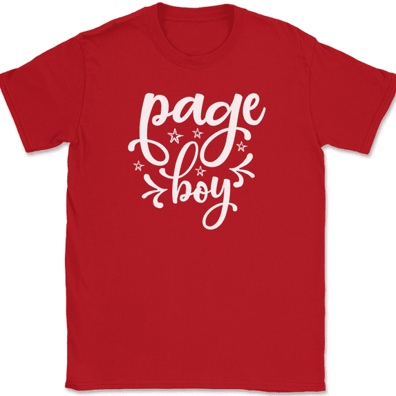Page Boy T-Shirt Wedding Party Bride Groom Event Group Gift Text Tee - Red, 3XL