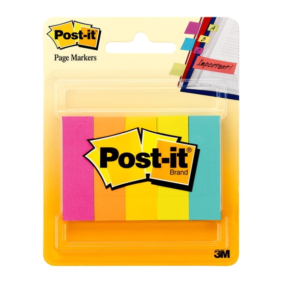 "Page Flag Markers, Assorted Brights, 100 Strips/pad, 5 Pads/pack | Bundle of 5 Packs"