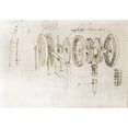 thumbnail image 1 of Page From The Notebooks Of Leonardo Da Vinci Showing A Geared Device Disassembled. Ca. 1500. History (24 x, 1 of 2