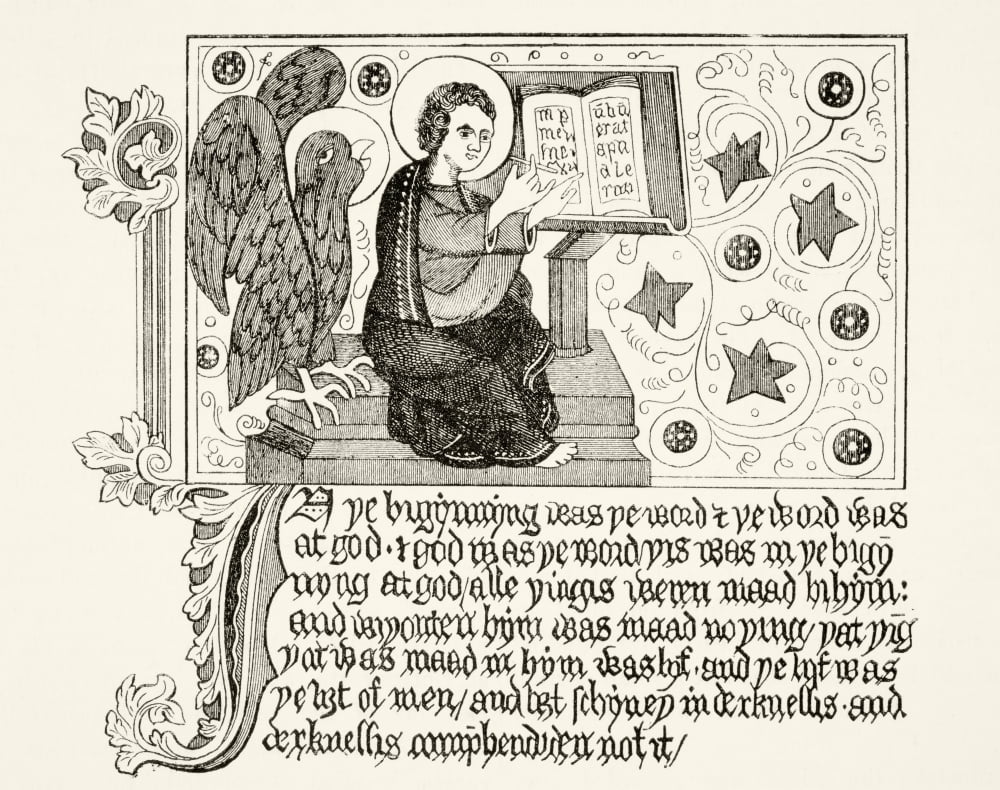 After A Page In John Wycliffes English Bible From The National And Domestic History Of England By William Aubrey Published London Circa 1890 Canvas Art - Ken Welsh Design Pics (16 x 13)