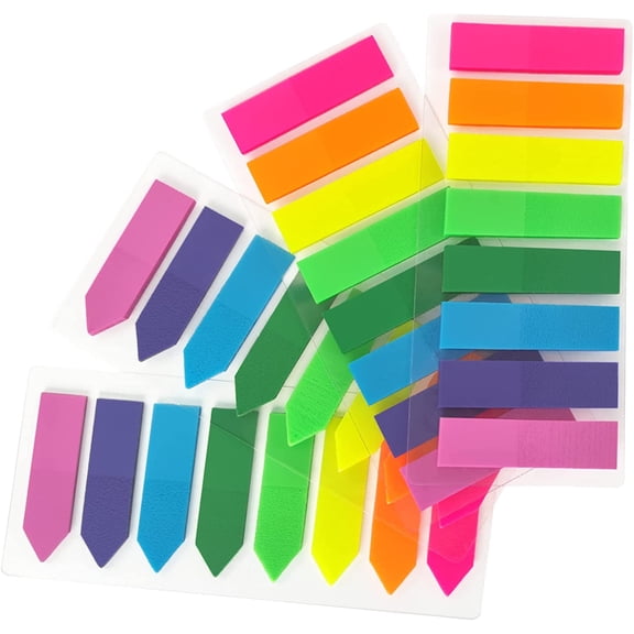 Page Markers 8 Colors Sticky Tabs, 800 Pcs, Translucent Arrow Flags