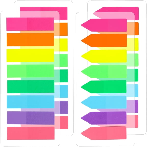 Page Markers Sticky Tabs, 800 pcs, Colored Translucent Arrow Flags for Page Marking, Fluorescent Index Tab Stickers for Notebooks, Small Sticky Notes Flags