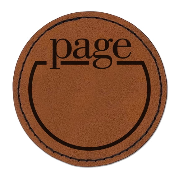 Page Number Tracker Book Reading School Round Iron-On Engraved Faux Leather Patch Applique - 2.5 Inch - Brown