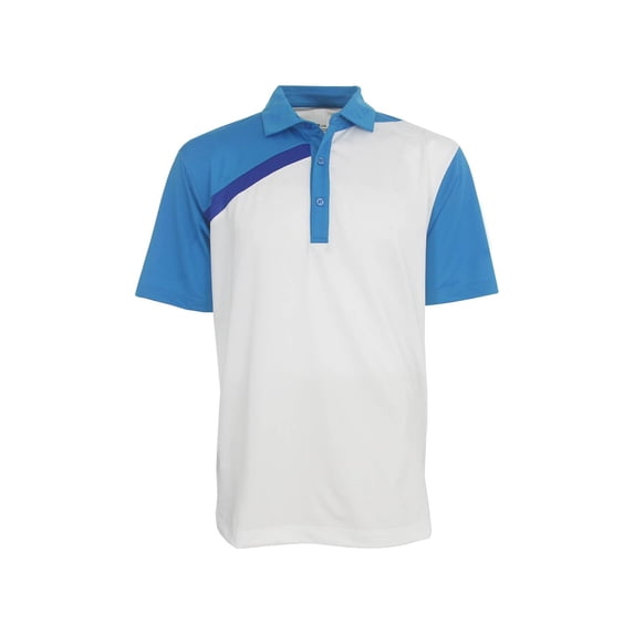 Page & Tuttle Cool Swing Men's 3-Tone Polo Golf Shirt, 2X-Large Blue/White -