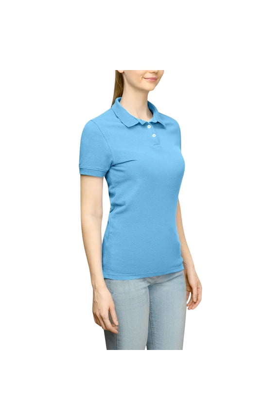 Womens Solid Jersey Short Sleeve Casual Athletic Polo Shirt