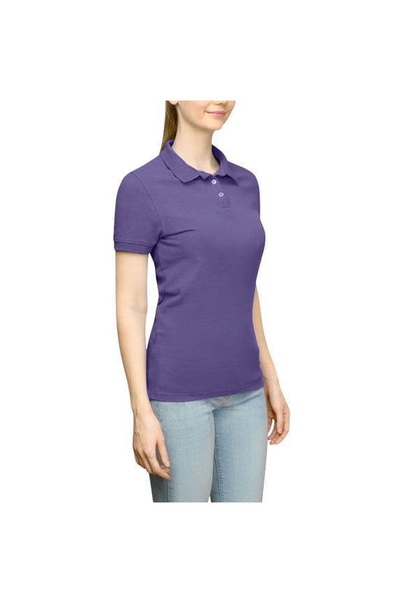 Womens Solid Jersey Short Sleeve Casual Athletic Polo Shirt